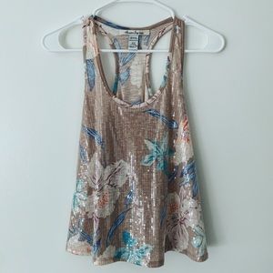 Classy American Rag Sequence Flower Top